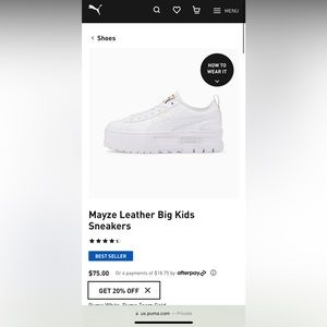 Puma Mayze Leather Platform Sneaker - Junior’s Sz 4.5/Women’s Sz 5.5